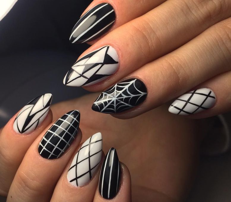 Разнообразные идеи черно-белого дизайна ногтей