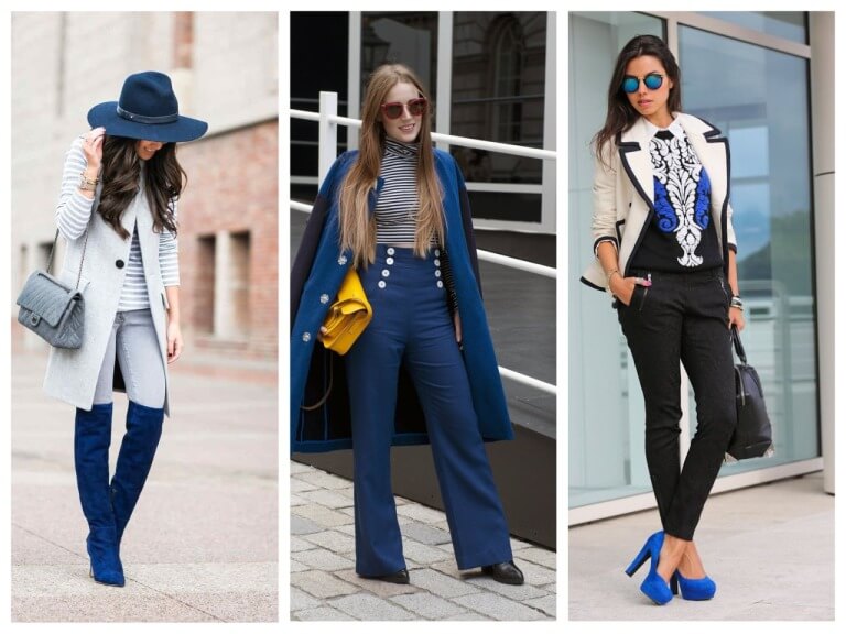 С чем сочетается синий цвет в одежде у женщин: фото стильных образов