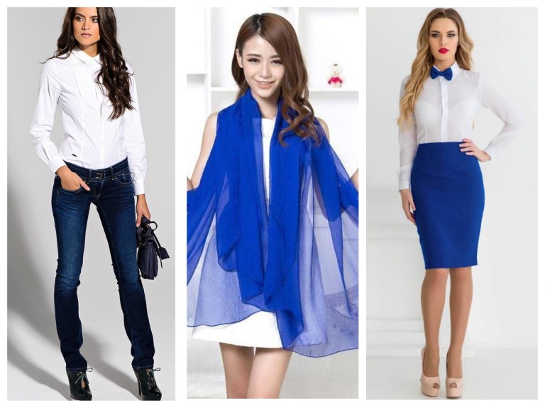 С чем сочетается синий цвет в одежде у женщин: фото стильных образов